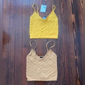Pack of 2 textured yellow and brown tank tops size small